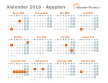 Kalender 2016 Ägypten mit Feiertagen