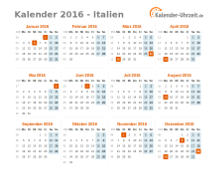 Kalender 2016 Italien mit Feiertagen