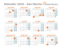 Kalender 2016 San Marino mit Feiertagen