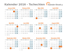 Kalender 2016 Tschechien mit Feiertagen zum Downloaden und Ausdrucken Kalender 2016 Tschechien mit Feiertagen
