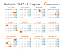 Kalender 2017 Äthiopien mit Feiertagen