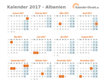 Kalender 2017 Albanien mit Feiertagen