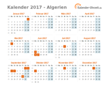Kalender 2017 Algerien mit Feiertagen