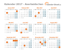 Kalender 2017 Aserbaidschan mit Feiertagen zum Downloaden und Ausdrucken Kalender 2017 Aserbaidschan mit Feiertagen