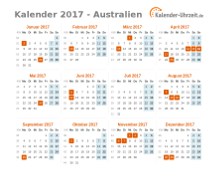 Kalender 2017 Australien mit Feiertagen zum Downloaden und Ausdrucken Kalender 2017 Australien mit Feiertagen