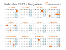 Kalender 2017 Bulgarien mit Feiertagen