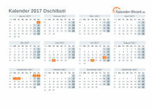 Kalender 2017 Dschibuti mit Feiertagen