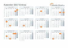 Kalender 2017 Eritrea mit Feiertagen zum Downloaden und Ausdrucken Kalender 2017 Eritrea mit Feiertagen