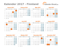 Kalender 2017 Finnland mit Feiertagen