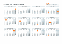 Kalender 2017 Gabun mit Feiertagen