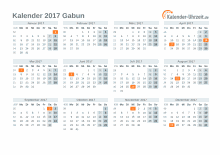 Kalender 2017 Gabun mit Feiertagen zum Downloaden und Ausdrucken Kalender 2017 Gabun mit Feiertagen