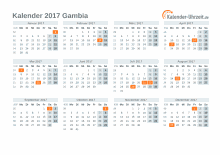 Kalender 2017 Gambia mit Feiertagen