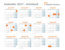 Kalender 2017 Griechenland mit Feiertagen