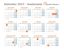 Kalender 2017 Guatemala mit Feiertagen