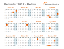Kalender 2017 Italien mit Feiertagen