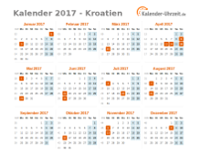 Kalender 2017 Kroatien mit Feiertagen