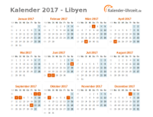 Kalender 2017 Libyen mit Feiertagen