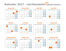 Kalender 2017 Liechtenstein mit Feiertagen