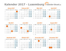 Kalender 2017 Luxemburg mit Feiertagen zum Downloaden und Ausdrucken Kalender 2017 Luxemburg mit Feiertagen