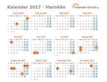 Kalender 2017 Marokko mit Feiertagen