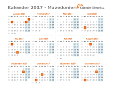 Kalender 2017 Mazedonien mit Feiertagen