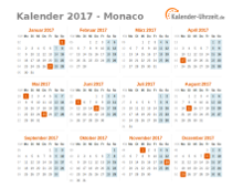 Kalender 2017 Monaco mit Feiertagen