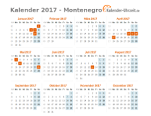 Kalender 2017 Montenegro mit Feiertagen