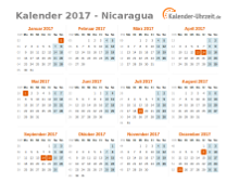 Kalender 2017 Nicaragua mit Feiertagen
