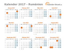 Kalender 2017 Rumänien mit Feiertagen