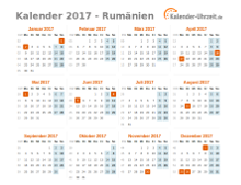 Kalender 2017 Rumänien mit Feiertagen zum Downloaden und Ausdrucken Kalender 2017 Rumänien mit Feiertagen