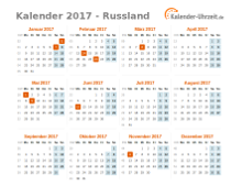 Kalender 2017 Russland mit Feiertagen