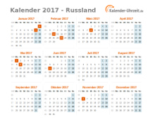 Kalender 2017 Russland mit Feiertagen zum Downloaden und Ausdrucken Kalender 2017 Russland mit Feiertagen