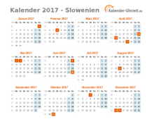 Kalender 2017 Slowenien mit Feiertagen