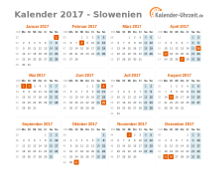 Kalender 2017 Slowenien mit Feiertagen zum Downloaden und Ausdrucken Kalender 2017 Slowenien mit Feiertagen
