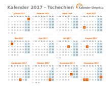 Kalender 2017 Tschechien mit Feiertagen