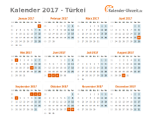 Kalender 2017 Türkei mit Feiertagen
