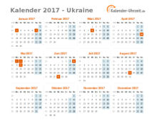 Kalender 2017 Ukraine mit Feiertagen