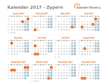 Kalender 2017 Zypern mit Feiertagen zum Downloaden und Ausdrucken Kalender 2017 Zypern mit Feiertagen