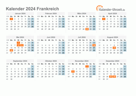 Feiertage 2024 Frankreich - Kalender & Übersicht