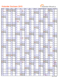 Sachsen Kalender 2015 - A4 hoch-einseitig Sachsen Kalender 2015 mit Feiertagen - hoch-einseitig