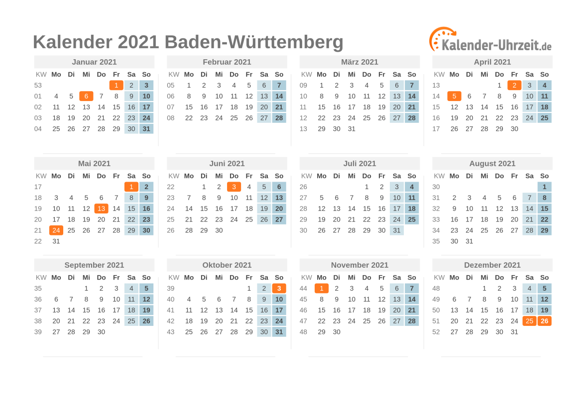 Feiertage 2021 Bw / Feiertage 2021 Bw Ical : Kalender 2021 ...