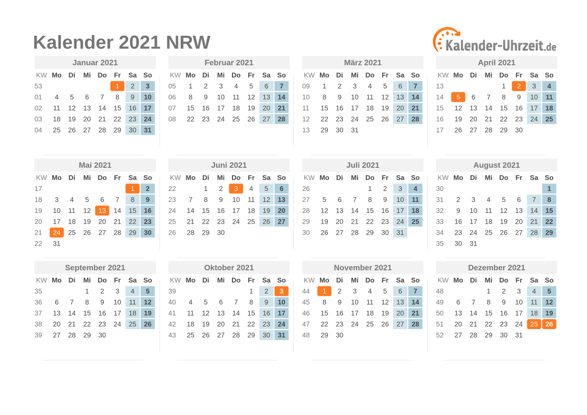 Feiertage 2021 Nordrhein Westfalen Kalender