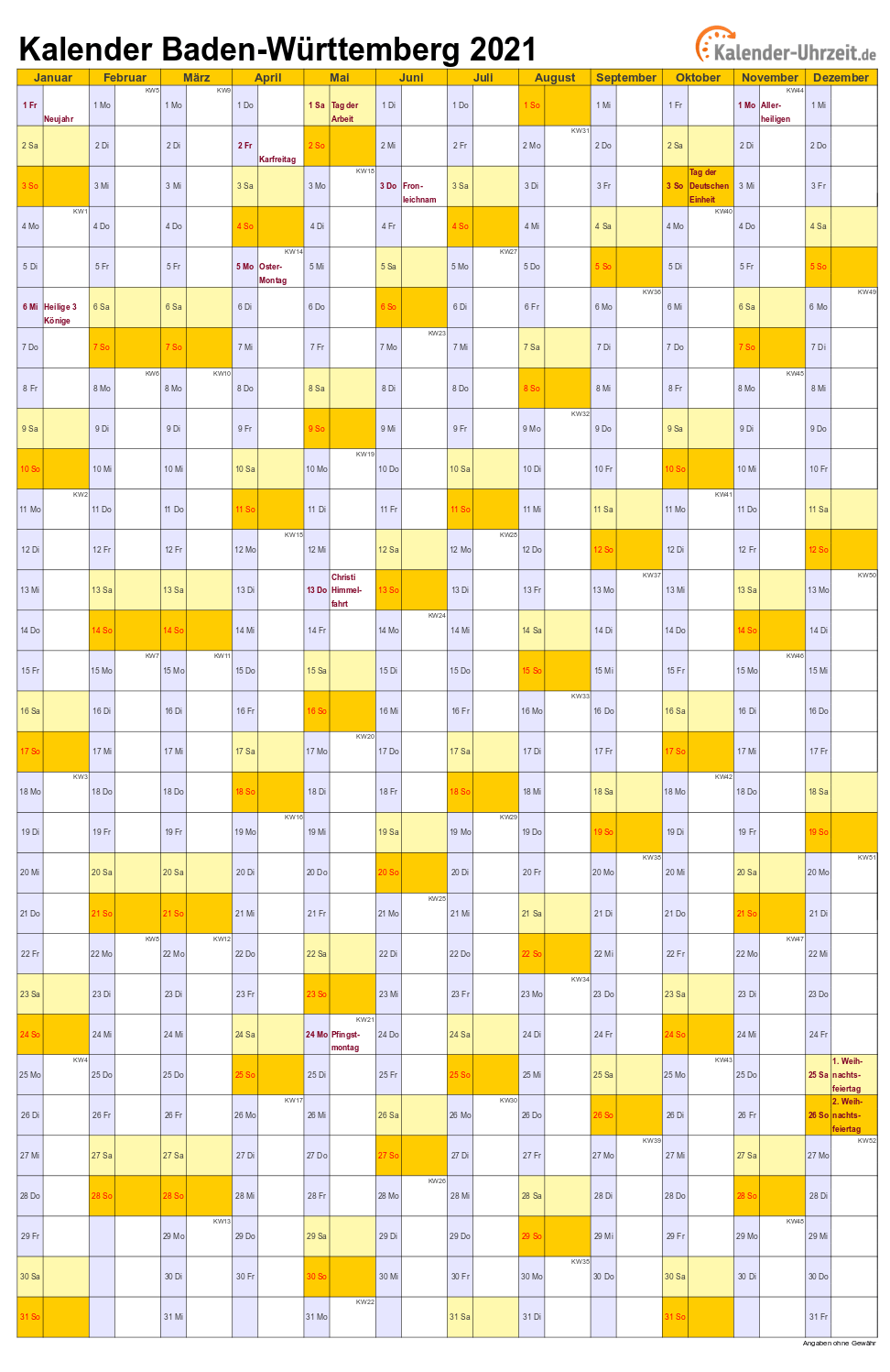 Feiertage 2021 Baden Wurttemberg Kalender