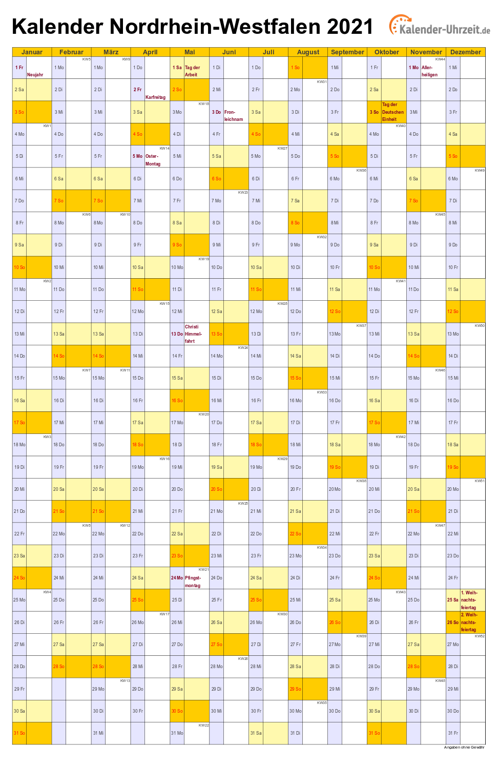 Feiertage 2021 Nordrhein Westfalen Kalender