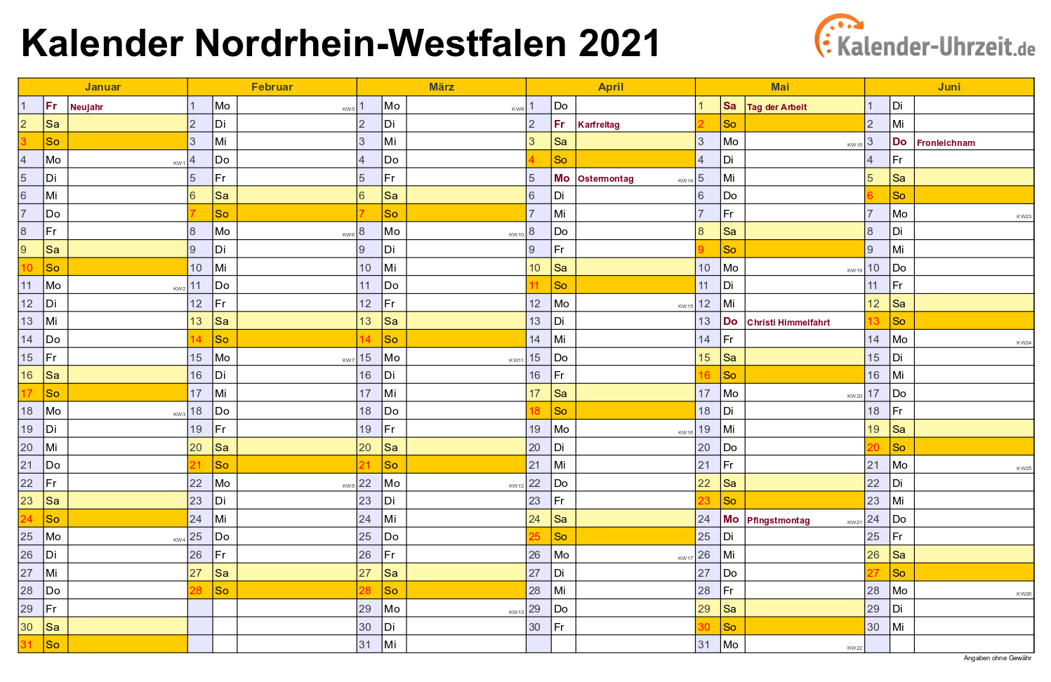 Feiertage 2021 Nordrhein Westfalen Kalender