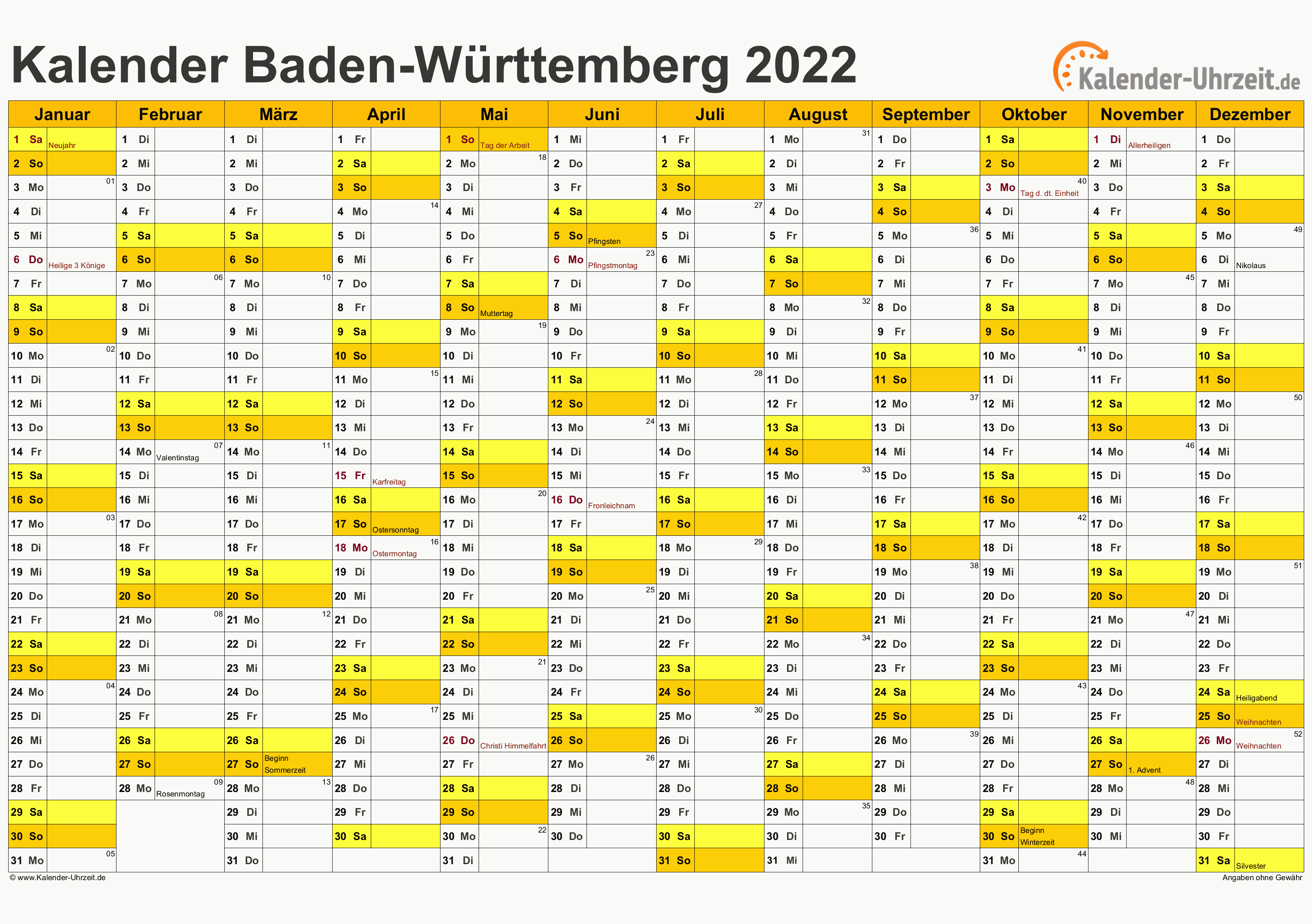 Feiertage 2022 Baden Wurttemberg Kalender