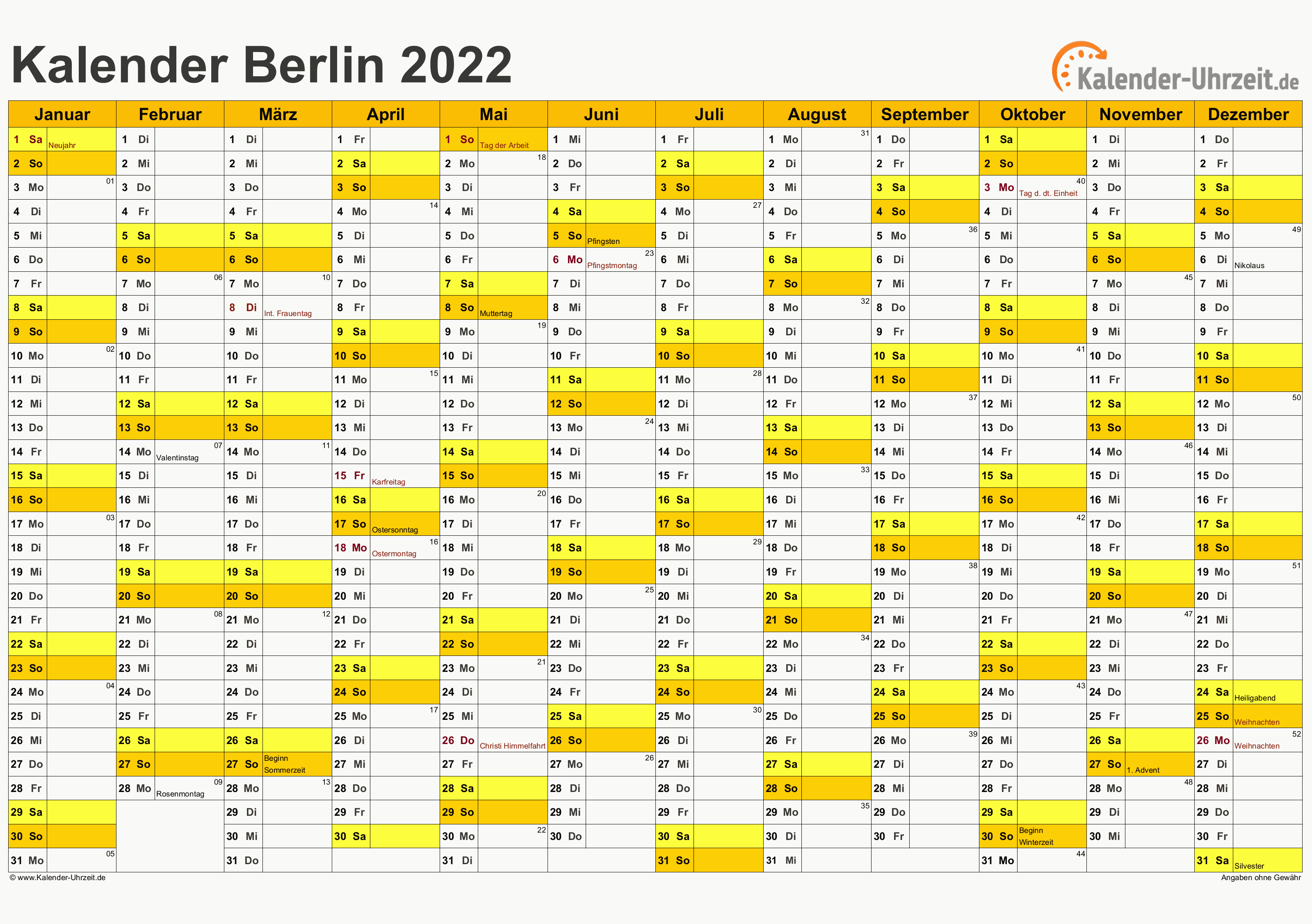 Feiertage 2022  Berlin Kalender