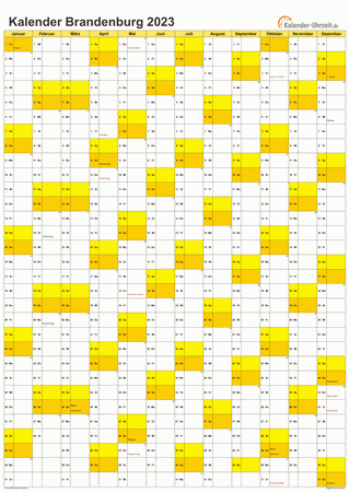 Brandenburg Kalender 2023 - A4 hoch-einseitig Brandenburg Kalender 2023 mit Feiertagen - hoch-einseitig