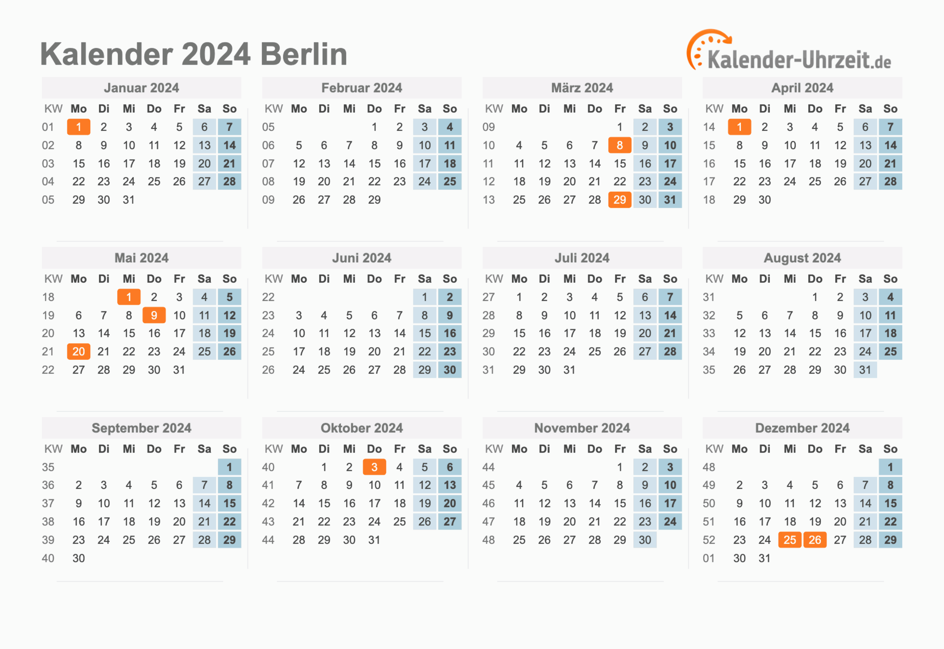 Feiertage 2024 Berlin Kalender