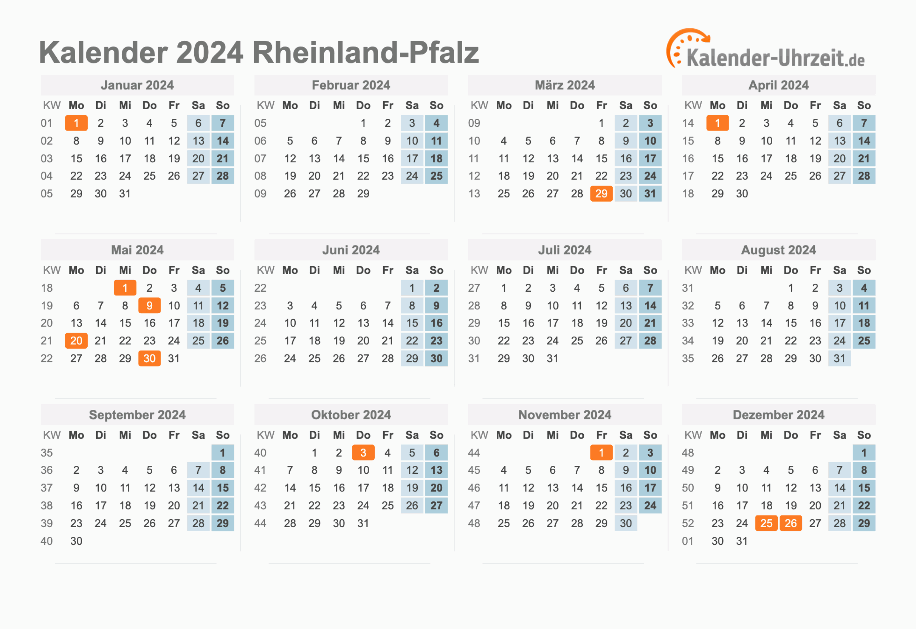 Feiertage 2024 Rheinland Pfalz Kalender